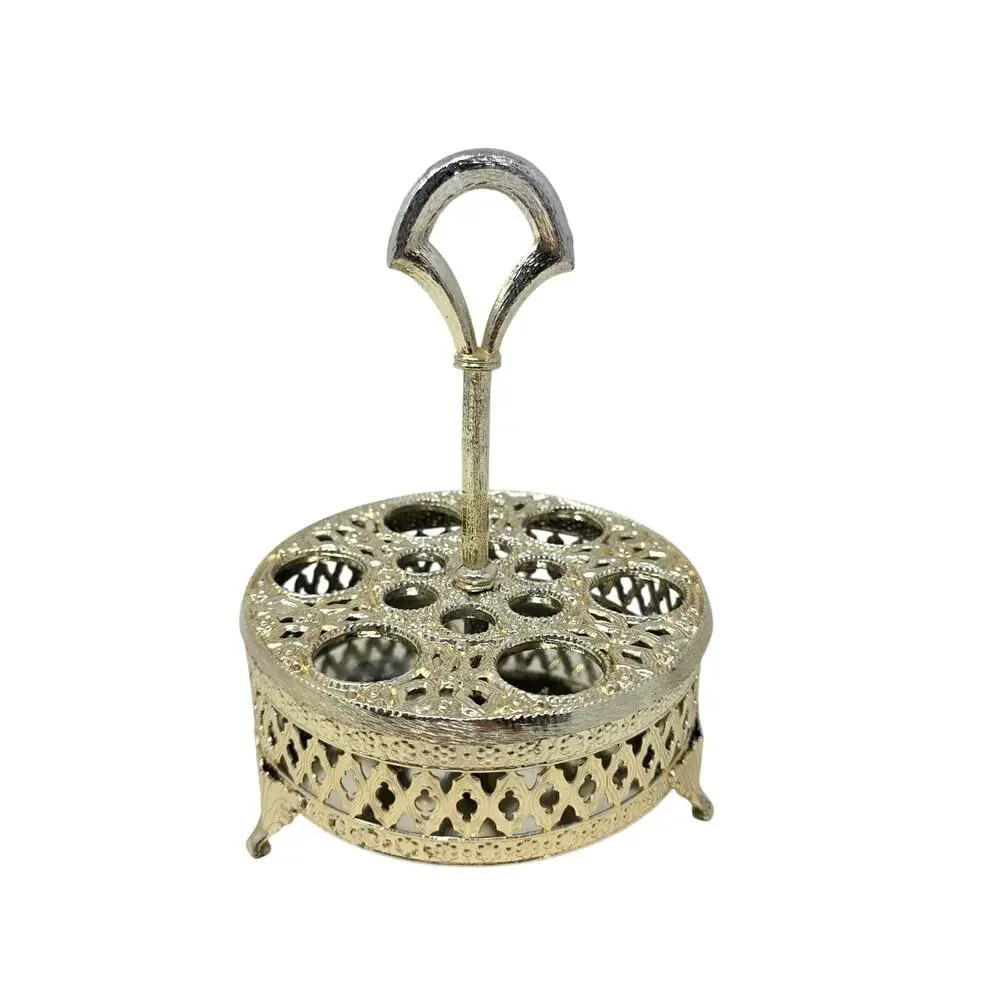 Vintage Silver Tone Lipstick Holder Vanity Makeup Organizer 12 Hole Caddy